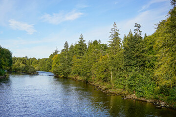 Fototapeta na wymiar The river Ness and Ness Islands in Inverness