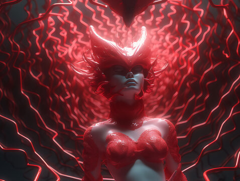 Valentine's Day wallpaper. Abstract evil heart demon, other side of cupid created with Generative AI technology