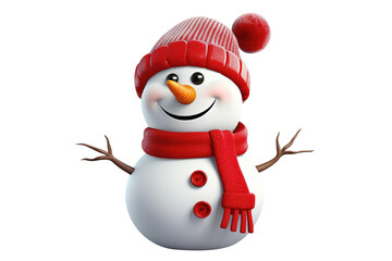 Christmas snowman isolated on white background. Generative AI