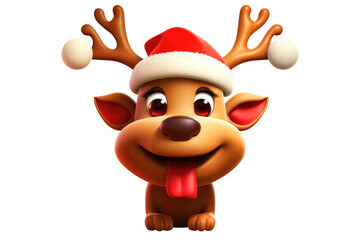 3d Deer funny cartoon character Rudolph Cute. Generative AI
