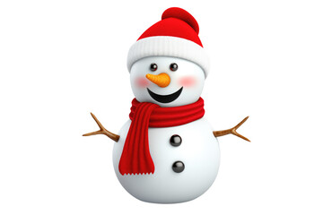Christmas snowman isolated on white background. Generative AI