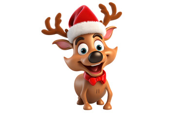 Naklejka premium 3d Deer funny cartoon character Rudolph Cute. Generative AI