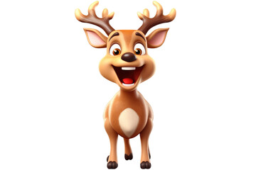 3d Deer funny cartoon character Rudolph Cute. Generative AI