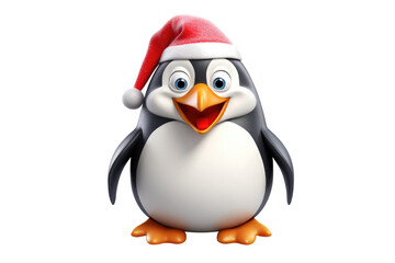 Fototapeta premium Christmas Cute Little Penguin on a white background. Generative AI