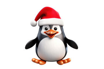 Fototapeta premium Christmas Cute Little Penguin on a white background. Generative AI