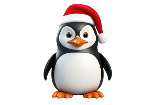 Christmas Cute Little Penguin on a white background. Generative AI