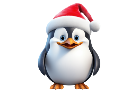 Christmas Cute Little Penguin on a white background. Generative AI