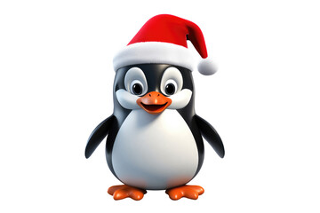 Obraz premium Christmas Cute Little Penguin on a white background. Generative AI