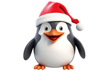 Fototapeta premium Christmas Cute Little Penguin on a white background. Generative AI