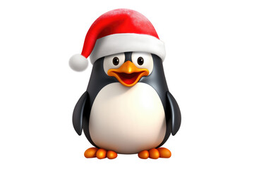 Fototapeta premium Christmas Cute Little Penguin on a white background. Generative AI
