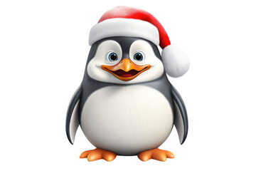 Fototapeta premium Christmas Cute Little Penguin on a white background. Generative AI