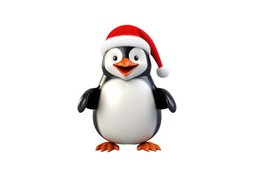Fototapeta premium Christmas Cute Little Penguin on a white background. Generative AI