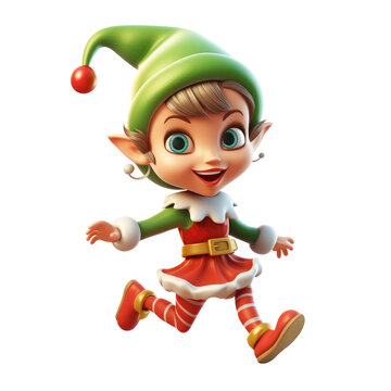 cute little kid girl wearing green elf Christmas costume. Generative AI