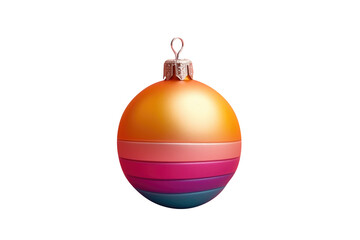 rainbow Christmas ball with ribbon and a bow, isolated on background. Generative AI