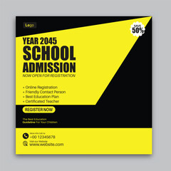 School admission social media post banner template Vector
