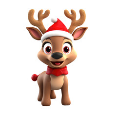 3d Deer funny cartoon character Rudolph Cute. Generative AI