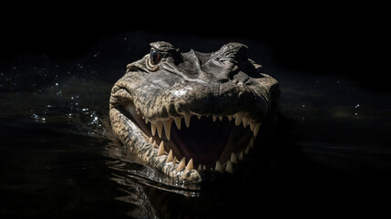 Fototapeta premium freshwater crocodile in a forest environment.
