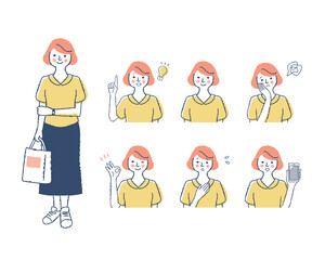 女性の表情　バリエーションセット