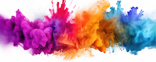 Fototapeta na wymiar Colorful rainbow holi paint color powder explosion isolated white background