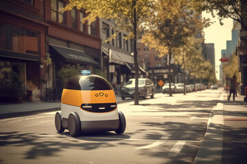 Delivery robot, autonomous delivery vehicle. Generative Ai