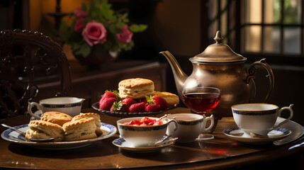 Obraz na płótnie Canvas English Tradition: Afternoon Tea and Scones