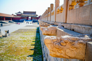 View of the Forbidden City on a sunny day in Beijing, China.  - 657834797