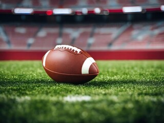 American football arena with ball. Generative AI