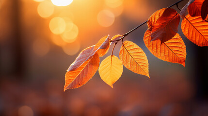 Obraz premium Autumn leaves close-up, beautiful lighting.