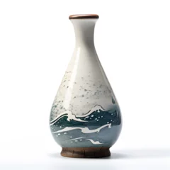 Fotobehang Japanese Sake bottle isolated with a white background. A traditional alcoholic drink in Japan. Generative ai.  © PixelHD
