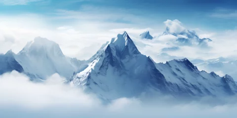 Zelfklevend Fotobehang Beautiful mountains in snow, landscape background  © TatjanaMeininger