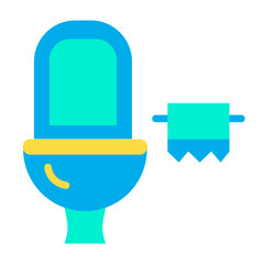 Flat Toilet and Paper icon
