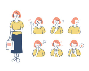 女性の表情　バリエーションセット