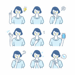 女性の表情　バリエーションセット