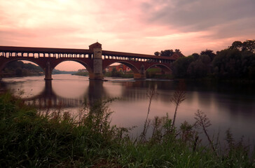 Bridge over the Ticino river in Pavia.