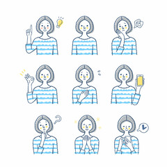 女性の表情　バリエーションセット