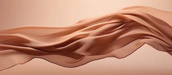 Gordijnen Abstract floating brown textile in air presenting dynamic fabric display background © AkuAku