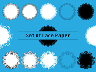 set of lace paper / Lacy white paper napkin / paper round lace doily