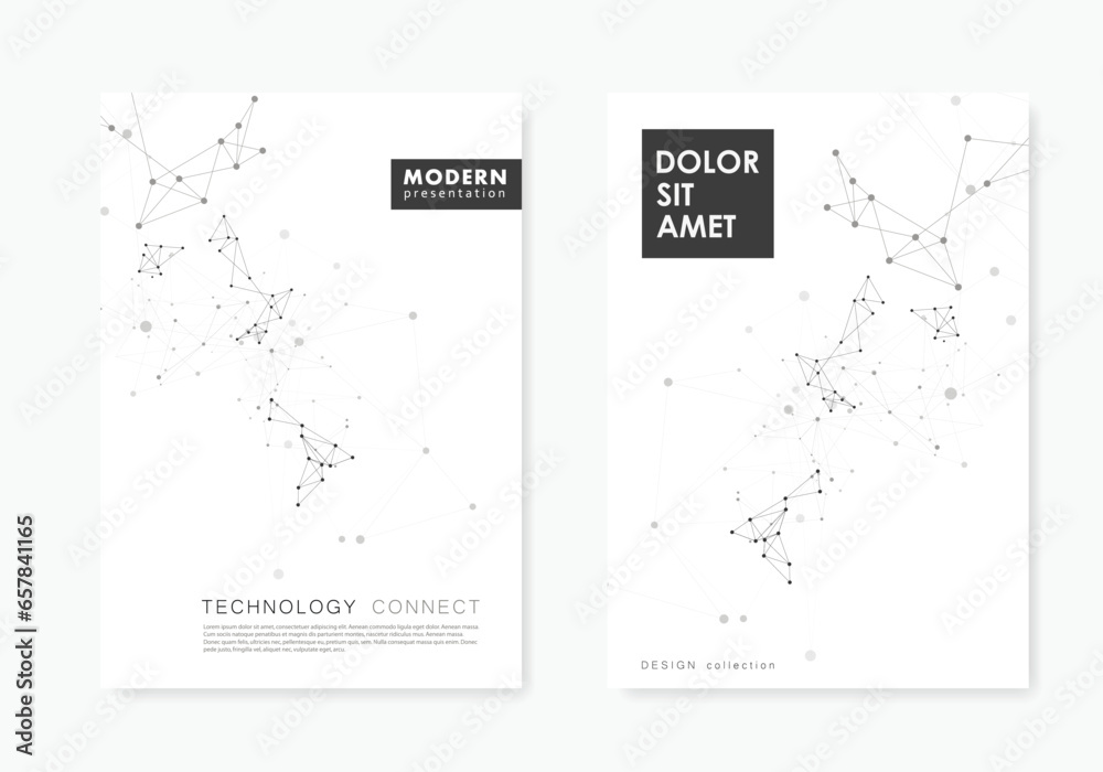 Poster black connect dot line connect on grey cover templates. abstract vector background. technology conce
