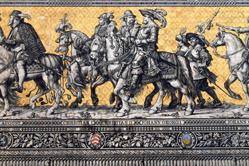 Procession of Princes, Princely Procession, Furstenzug - famous old wall tile panel made of Meissen...