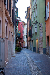 Fototapeta na wymiar Street view from city Riva del Garda, Lombardy, Italy 