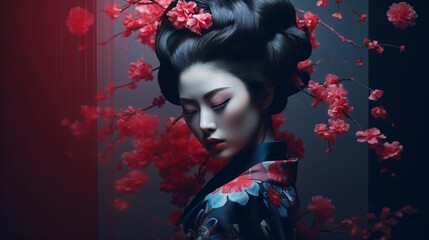 Naklejka premium Geisha Woman