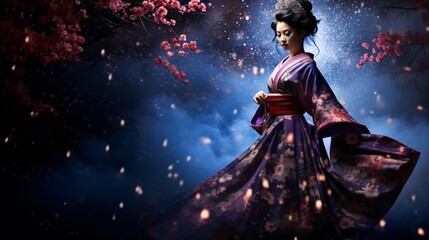 Geisha Woman - obrazy, fototapety, plakaty