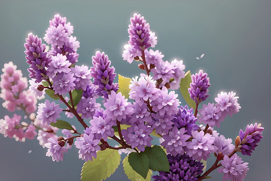
cute bircollection of small purple lilac flowers isolated