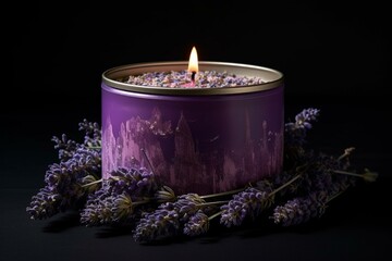 Lavender-scented candle. Generative AI