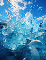 Fototapeta premium Ice floes with splash water in the blue ocean