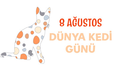 8 Ağustos Dünya Kedi Günü template design. Text translate: 8 August World Cat Day