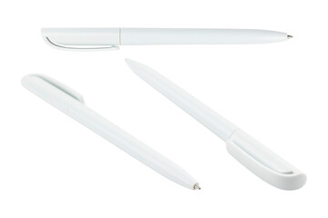 set pens, ballpoint pen isolated from background, concept of signing a document or contract	