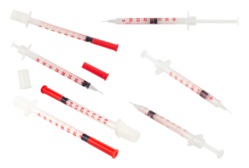 set syringe, insulin syringe isolated from background	