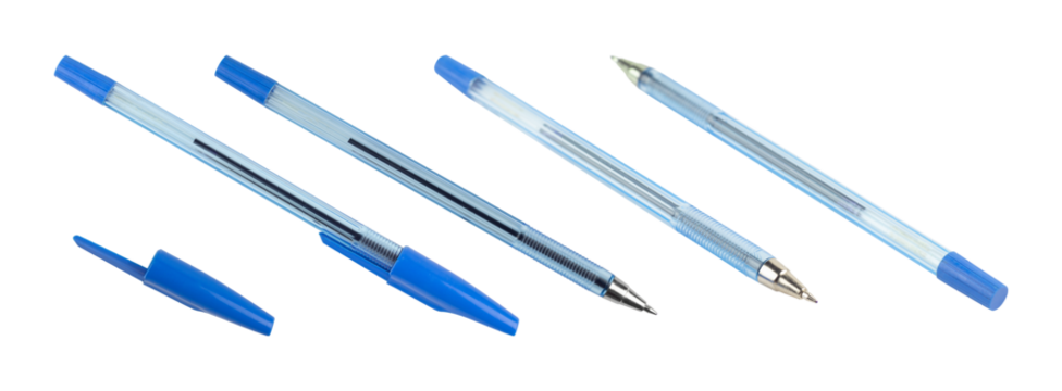 set pens, ballpoint pen isolated from background, concept of signing a document or contract	