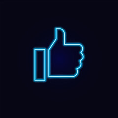 vector neon sign with thumbs up for decoration and design